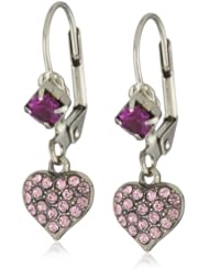 Sorrelli "Sweet Heart" Petite Shades of Pink Crystal Pave Heart French Wire Earrings