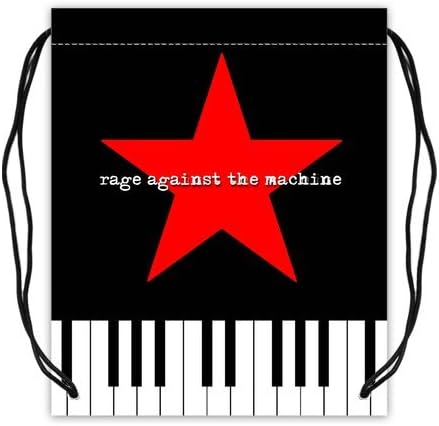 Music Carrying Drawstring Backpack Bag String Sack Cinch Bag for Sports for Traveling Twin Sides Printed Durable Lightweight Nylon Double Layer