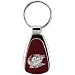 Temple Owls Silvertone Teardrop Keychain