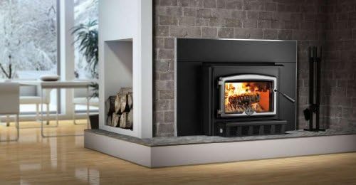 Osburn 2000 Wood Insert with Brushed Nickel Door Overlay, Large Faceplate and Brushed Nickel Trim Kit (32 X 50)