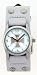 Cross Silver Women's Trendy Design Round Steel Silver Numbered Case Punk Rocker Biker White Leather Band Wrist Watch