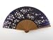 Japanese Silk Handheld Fan, Purple with Pink Flowers HF139