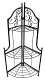 AQ BR-0967-RC3 Matt Black 3 Tier Corner Baker’s Rack with Scroll Design, Flip and Lock, 18 by 12 by 40-Inch