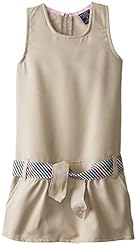 Girls Belted Pleated Polyester Jumper 