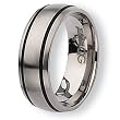 Black Accent Brushed Titanium Ring (8.0 mm) - Sizes 6-13
