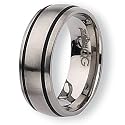 Black Accent Brushed Titanium Ring (8.0 mm) - Sizes 6-13