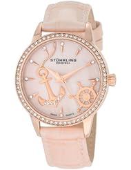 Stuhrling Original Womens 520.1145A9 Vogue Audrey Verona Del Mar Swiss Quartz Mother-Of-Pearl Swarovski Crystal Pink Watch