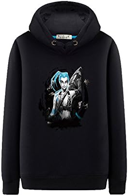 Crofhple League of Legends LOL Hero Jinx Cartoon Hoodies Sweaters (M, Black)