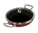 Chantal Copper Fusion 11.5 Inch Chef's Pan with Lid, Chili Red