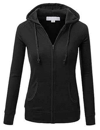 J.TOMSON Womens Casual Thin Thermal Zip-Up Hoodie at Amazon Womenâs Clothing store: