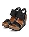 REFRESH New Women Leatherette Open Toe Elastic Slingback Wedge Sandal EE10 - Black
