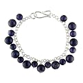 Sterling Silver Amethyst Dangle Bracelet - Purple ( 7.5" )