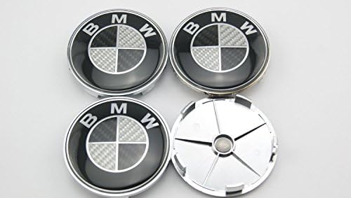 Angel Mall BMW 68mm Outer Diameter Carbon Fiber Black Wheel Center Hub Caps C...