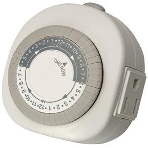 Woods 59366 Lamp and Appliance Timer with 3-Prong Outlet, Repeats Daily by Coleman Cable