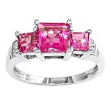 14k White Gold Pink Tourmaline and Diamond Ring