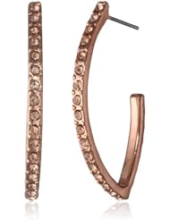 Lucky Brand "Icicle" Rose-Gold Pave Post Back Hoop Earrings