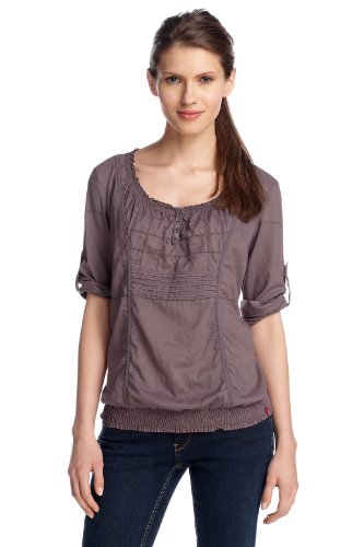 edc by ESPRIT Damen Bluse  012CC1F012, Gr. 36 (S), Violett (fumy purple 528) Preisvergleich