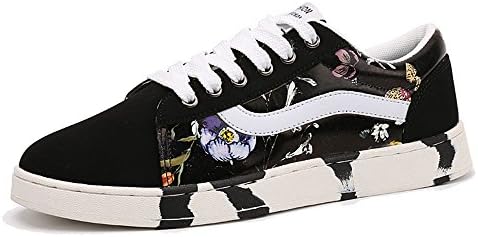 ZONI Unisex Men Women Fashion Flat Comfort Lace Up Walking Running Skateboarding Sneaker Shoes,us 5.5,Black