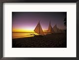 Sailboats on the Beach of Boracay, Philippines Framed Photographic Poster Print by Dorian Weber, 21x17
