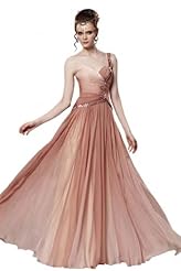 Sexy A-line Beaded Chiffon One Shoulder Sweetheart Cocktail Floor Length Evening Dress/Homecoming Dress/Pageant Dress/Prom Dress/Party Dress/Wedding Dress 