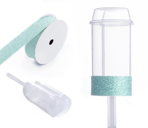 Dress My Cupcake DMC91927 Heart Shaped Clear Push Pops 100-Pack Plastic Containers with Lid DIY Kit, Tiffany Blue Glitter