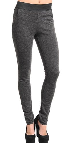Stanzino Women's Charcoal Skinny Casual Pants with Banded Waist S