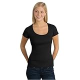 IMAGE OF District Threads Junior Ladies 2x1 Scoop Tee, Black, Large