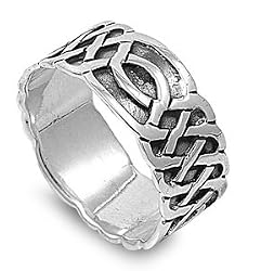Sterling Silver Plain Rings - Band Width: 10mm - Sizes: 8-14