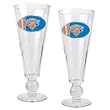 New York Knicks NBA 2pc Pilsner Glass Set with Basketball on stem - Oval Logo by Great American Products