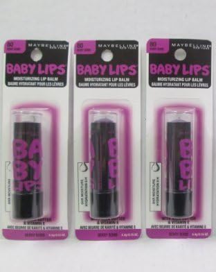 (Pack of 3) - Maybelline New York Baby Lips Moisturizing Lip Balm, 80 Berry Bomb