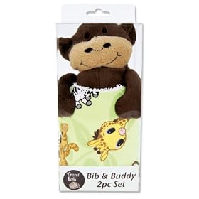 Trend Lab 2 Piece Bib and Buddy Gift Set, Chibi Zoo
