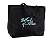 Hortense B. Hewitt Wedding Accessories Black with Aqua Bridal Party Tote Bag, Maid of Honor, 12 by 14-Inch