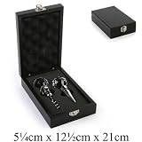 Review   / Wooden Box Bar Set - Bottle Stopper & Opener - Crystal Tops