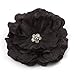 Large Black Crystal Fabric Rose Brooch - 13cm title=