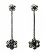 Earrings - E126 - Swarovski Crystal Flower Drop ~ Blk Diamond & Jet (Grey & Black)