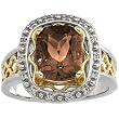 14K Two-Tone Gold Smoky Quartz and Diamond Ring