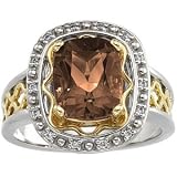 14K Two-Tone Gold Smoky Quartz and Diamond Ring
