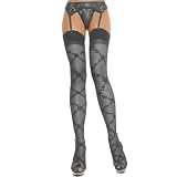 Leg Avenue Women's 2-Piece Lace Garter Belt Set with Matching Thong ,Black