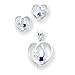 Jewelry : Sterling Silver Blue & Clear CZ (Cubic Zirconia) Heart Earring & Pendant Set