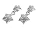 Sterling Silver Star Earrings with Clear CZ - Size: 10mm