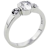 Oval Cut Cz Sterling Silver Promise Ring