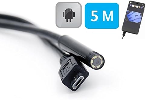Blupow Android OTG 8.5mm 2 Million Pixels Waterproof HD 6LED Borescope Endoscope Inspection Tube Camera 2M for Samsung Galaxy S5 S6 Note 2 3 4 (5m)