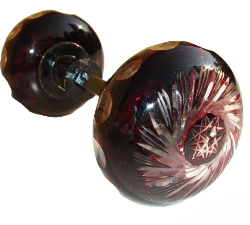 Ruby Red Cut Glass Door Knobs Antique Vintage Style Wine Color Doorknob Ruby Red Cut Glass Door Knobs Antique Vintage Style Wine Color Doorknob