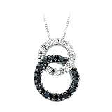 14K White Gold 1/5 ct. Black and White Diamond Interlock Pendant with Chain