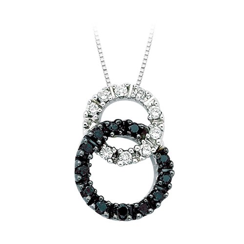 10K White Gold 1/5 ct. Black and White Diamond Interlock Pendant with Chain
