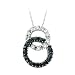 10K White Gold 1/5 ct. Black and White Diamond Circle of Life Interlock Pendant with Chain