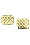 14k Gold Cufflinks - Solid 14k Gold Rectangle with Shine on Celtic Matte