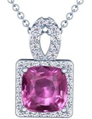 Platinum Cushion Cut Pink Sapphire And Round Diamond Pendant