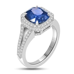 4.60 Antique Style Sapphire & Diamond Cocktail Ring Platinum