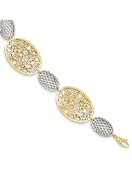 14K Two-tone Polished & Diamond Cut Circle Bracelet Length 7.25"
